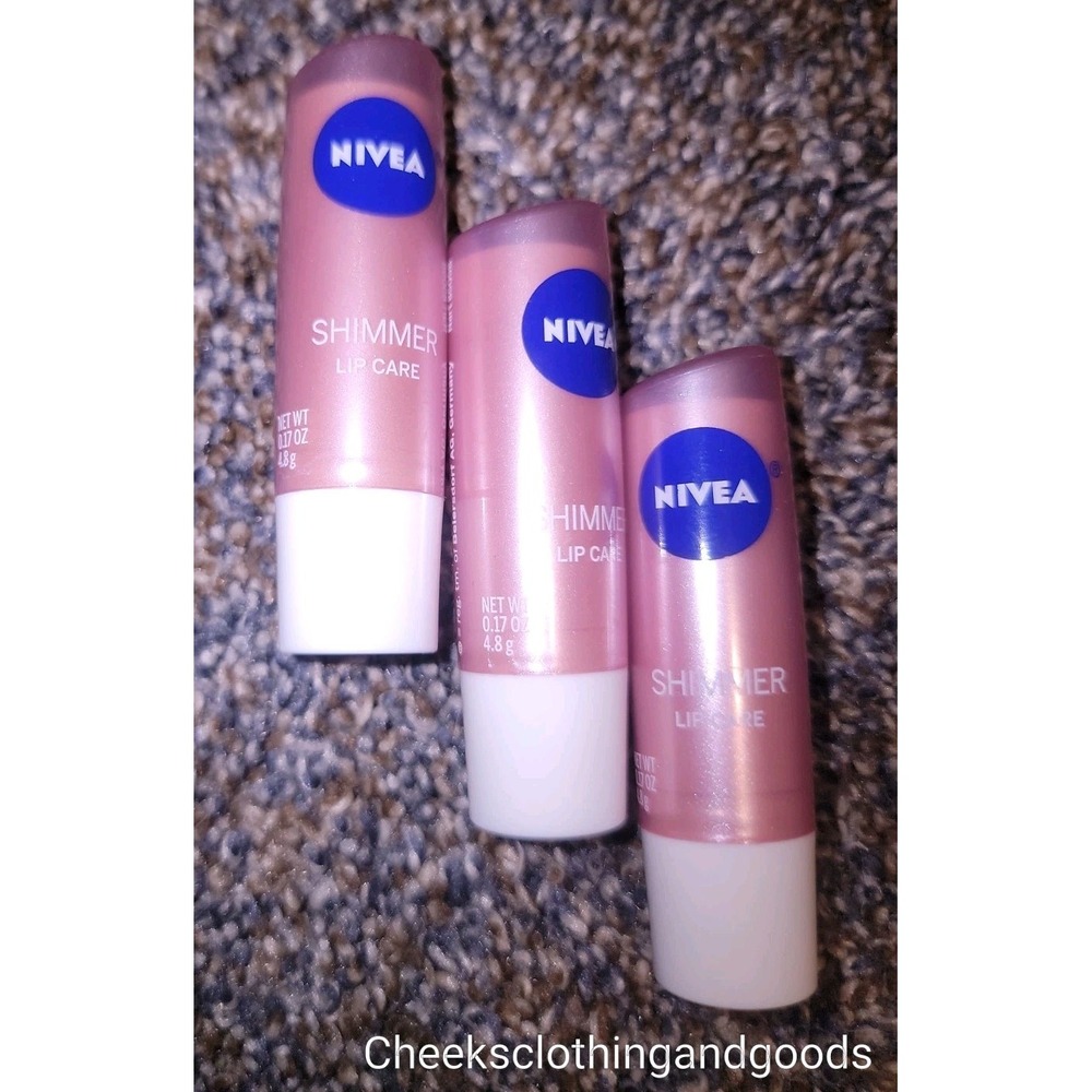 Lot of 3 NIVEA Shimmer Pink Lip Care Balm 0.17 oz 4.8gm New Discontinued